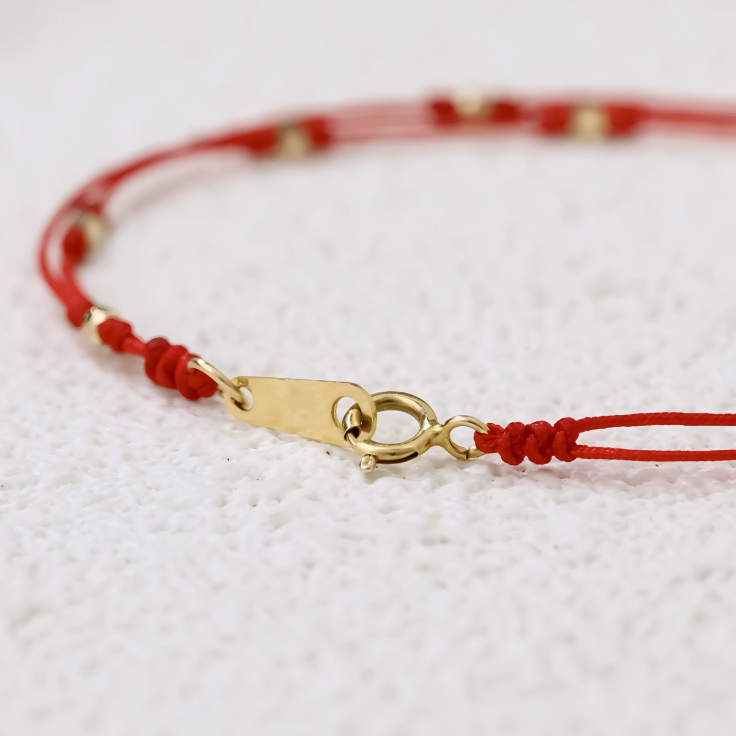 18K Real Gold Beads Gold Ball Red Rope Braided Bracelet