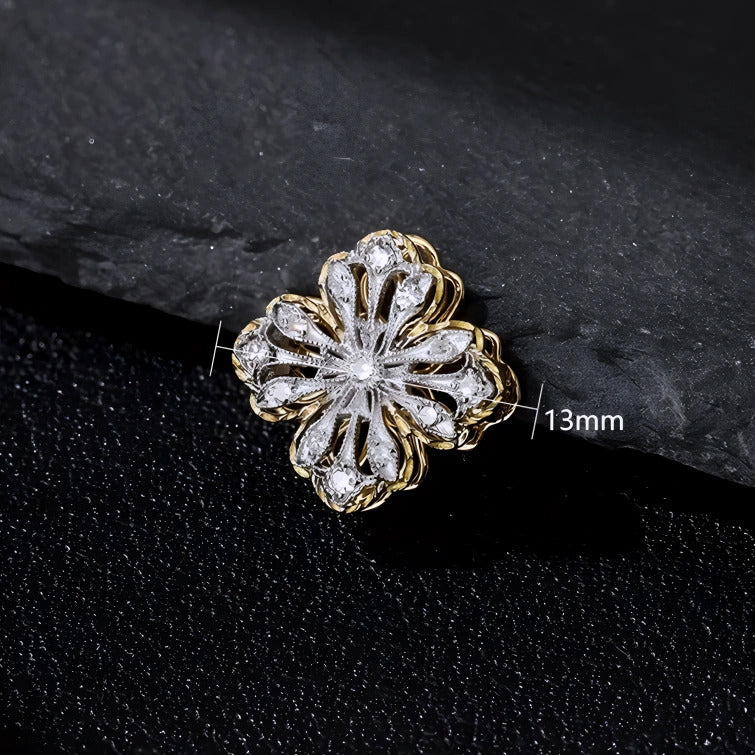 18K Gold Diamond Four-Leaf Lucky Clover Elegant Clasp Pendant