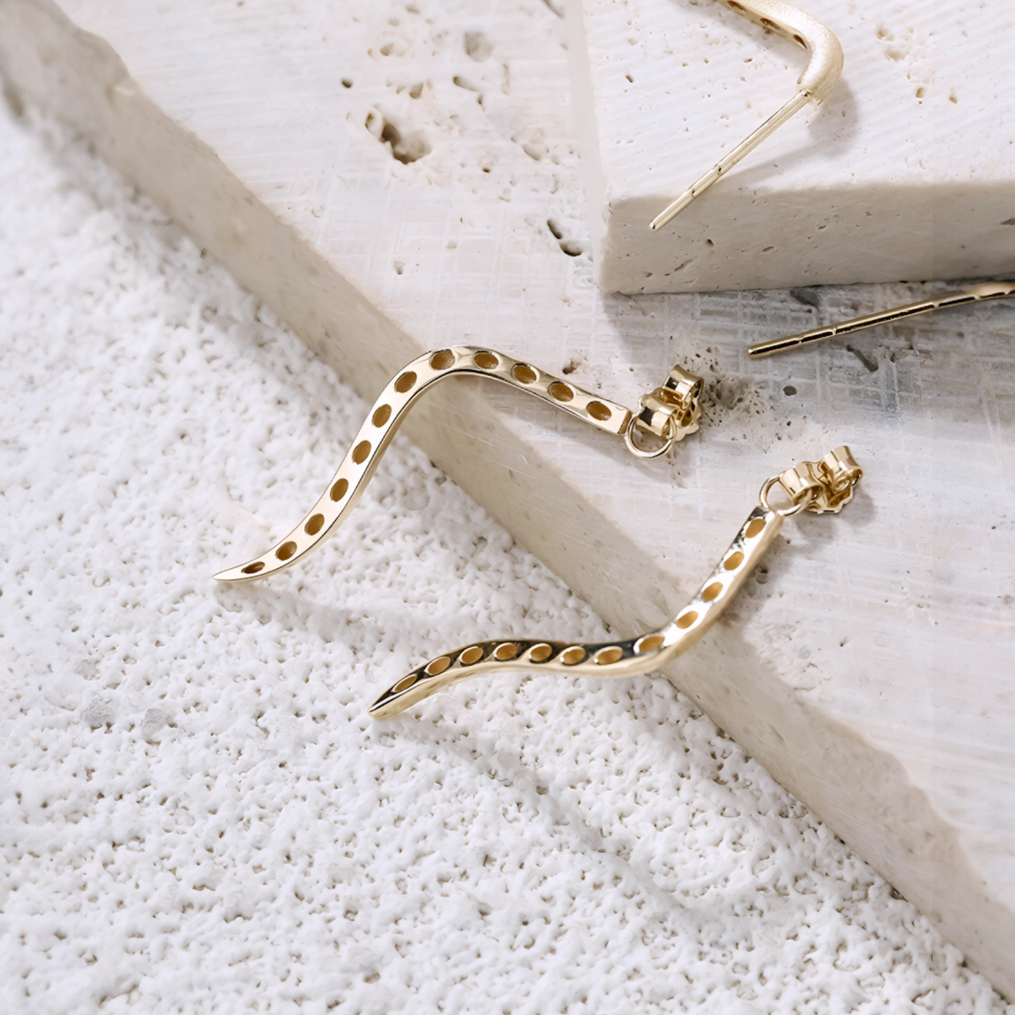 18K Gold Unique and Trendy Snake Stud Earrings