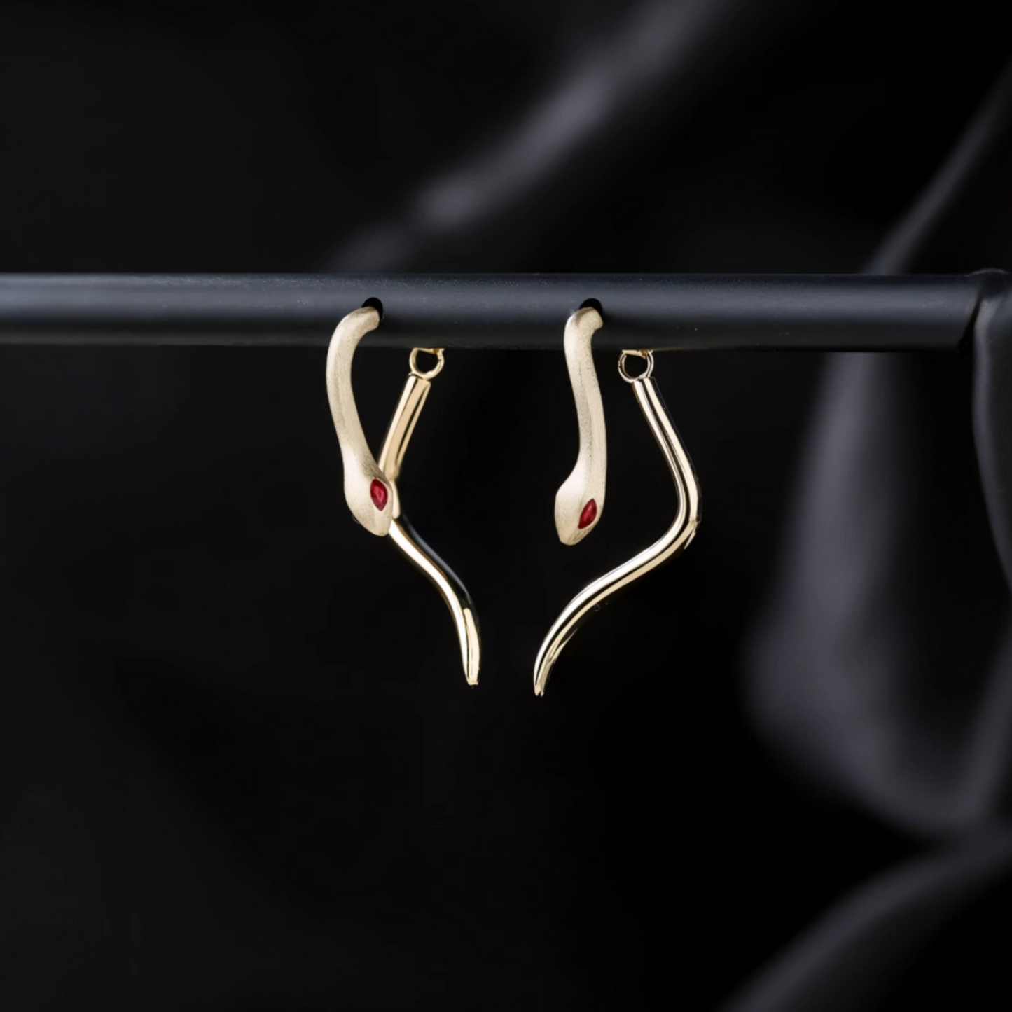 18K Gold Unique and Trendy Snake Stud Earrings