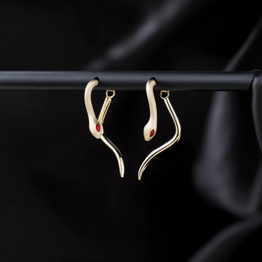 18K Gold Unique and Trendy Snake Stud Earrings