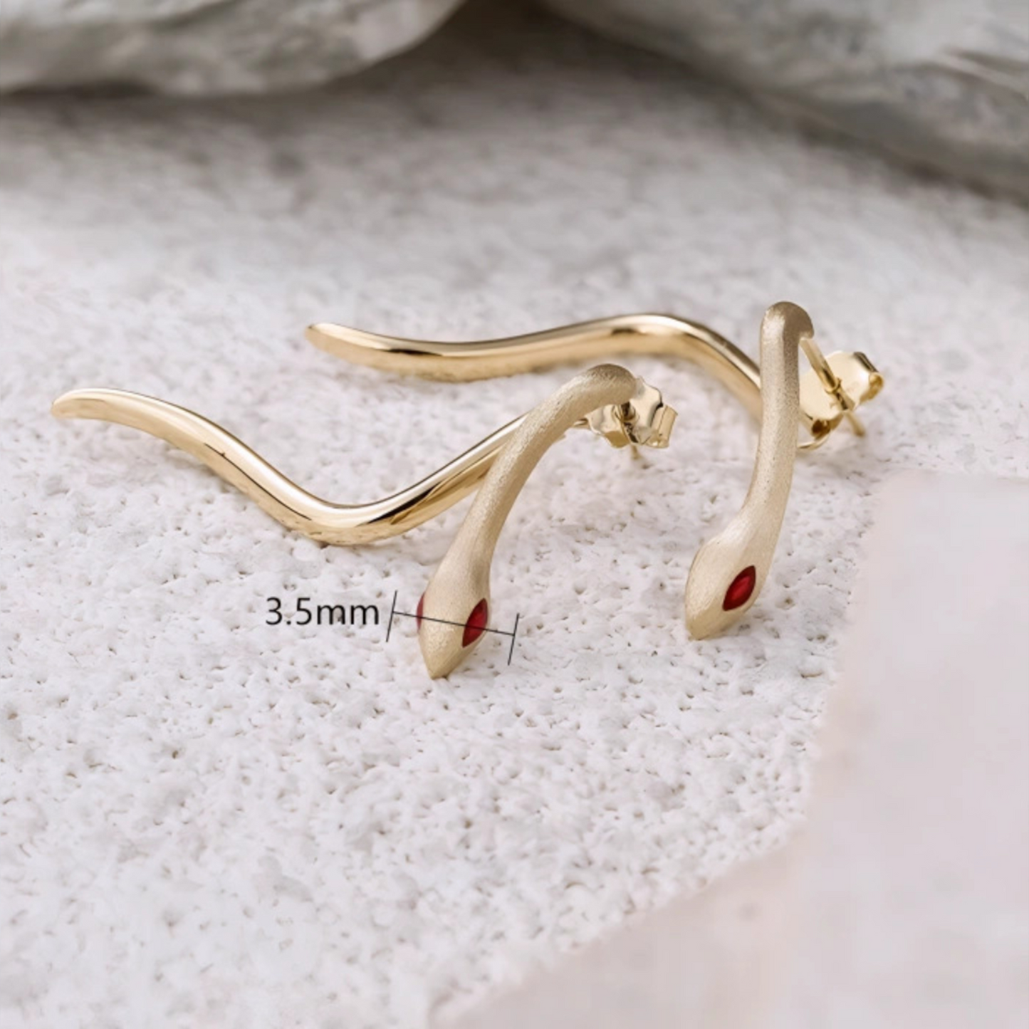 18K Gold Unique and Trendy Snake Stud Earrings