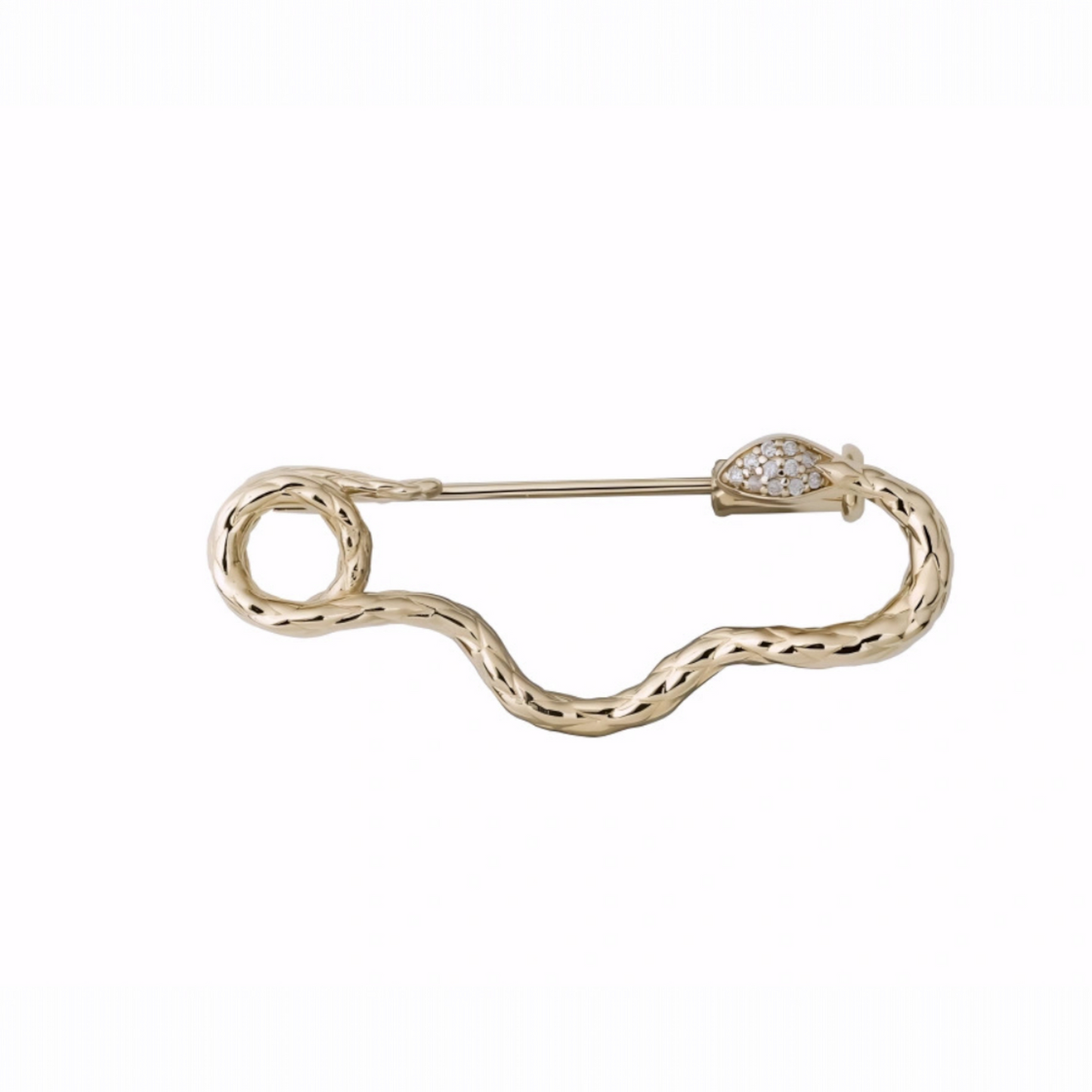 18K Gold Diamond Snake Shaped Brooch Pin Elegant Gift