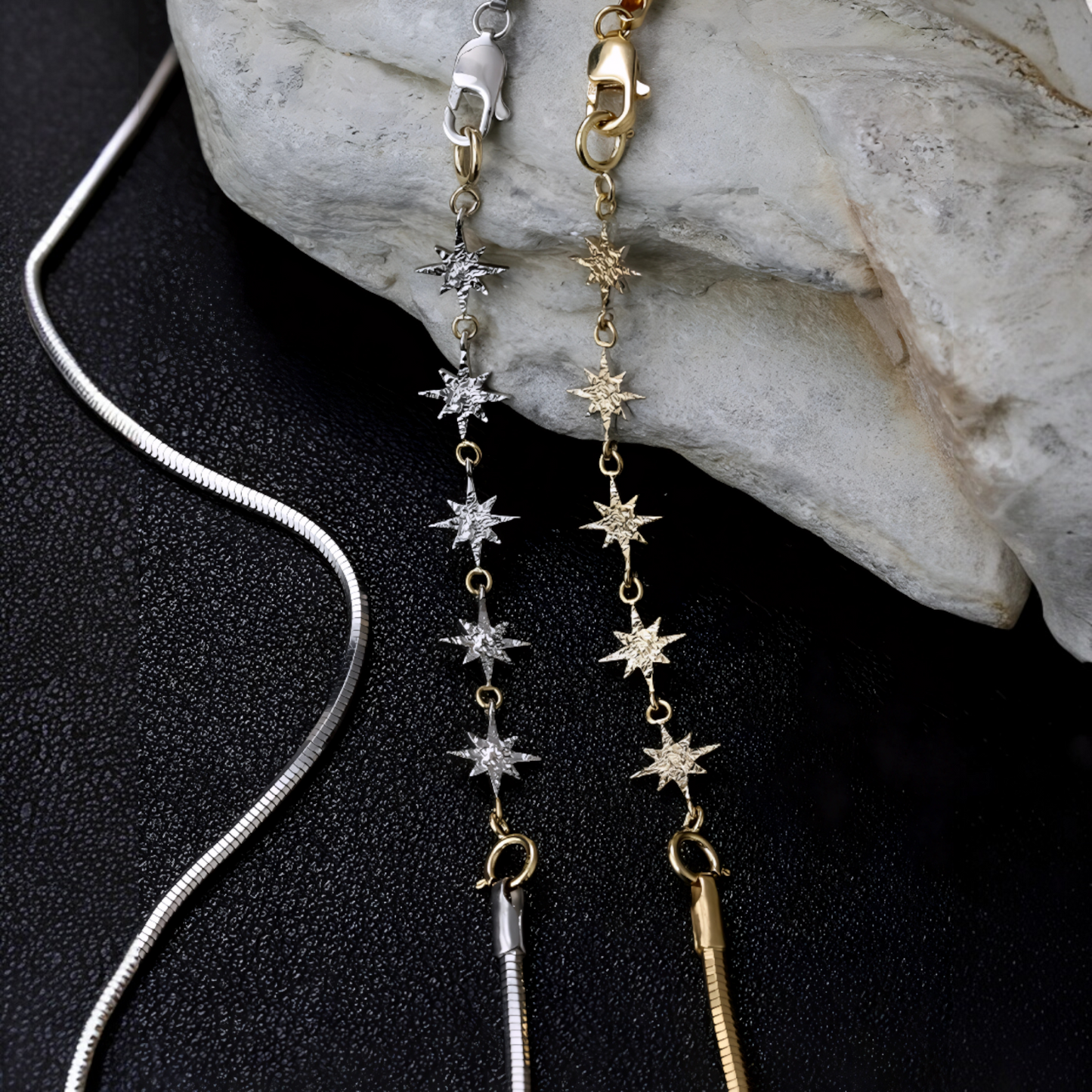 18K Gold Scale Star Double-sided Extension Chain Accessories Multipurpose Clasp