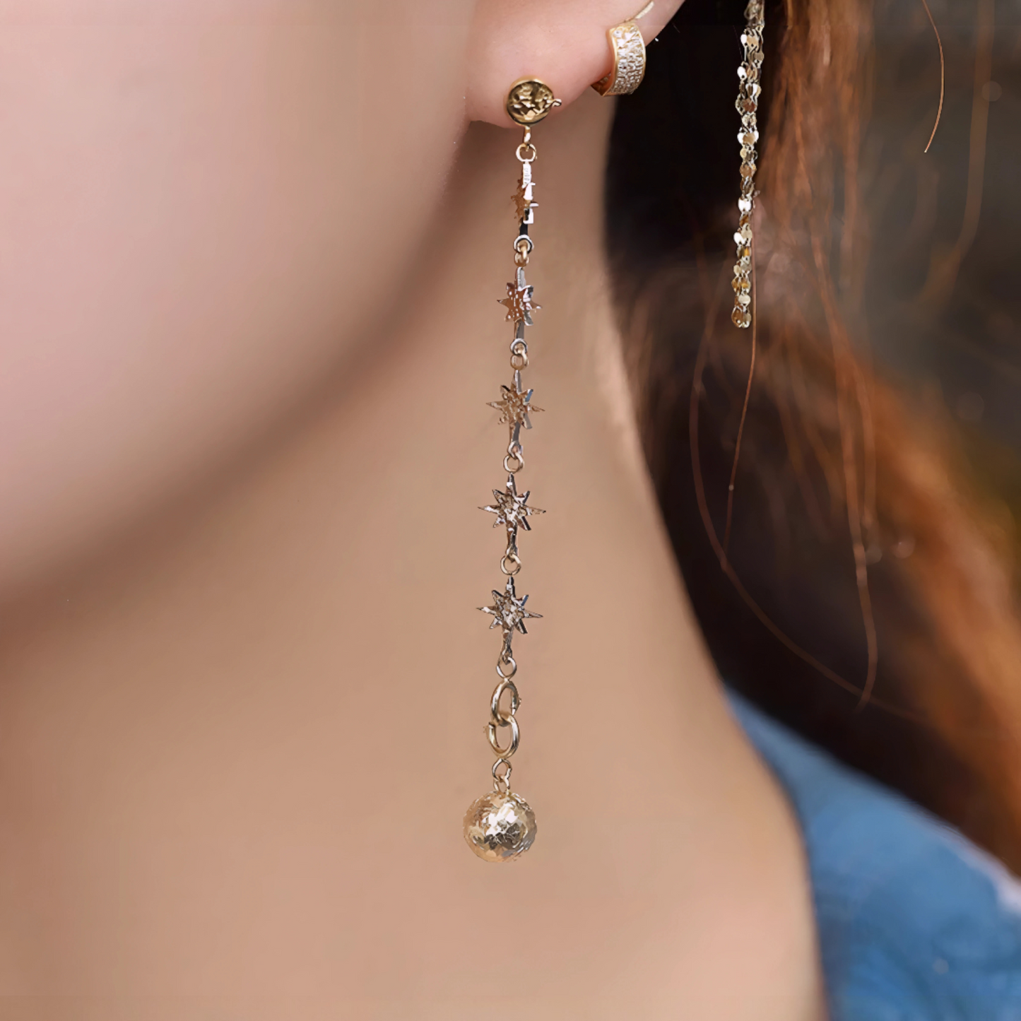 18K Gold Scale Star Double-sided Extension Chain Accessories Multipurpose Clasp