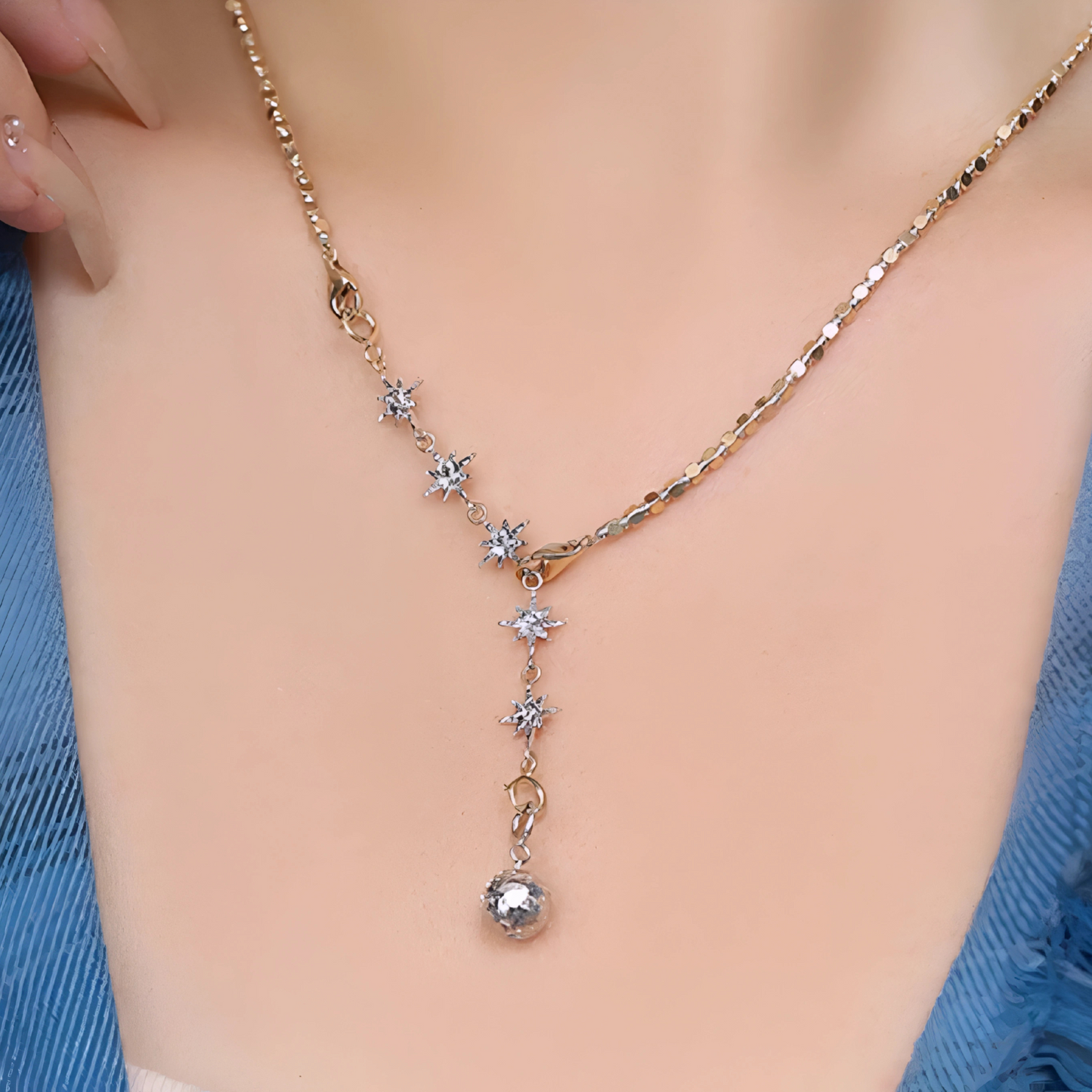 18K Gold Scale Star Double-sided Extension Chain Accessories Multipurpose Clasp