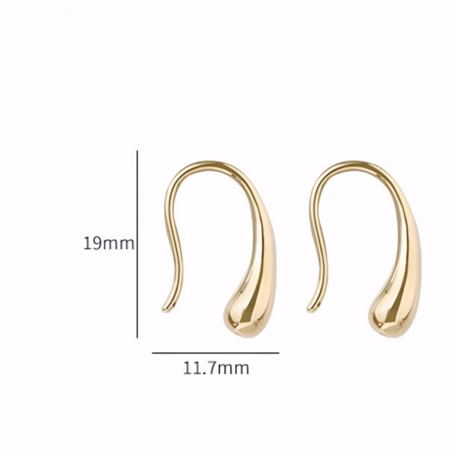 18K Gold Unique and Trendy Prince Rupert's drop Teardrop U-Shaped Hooks Earrings