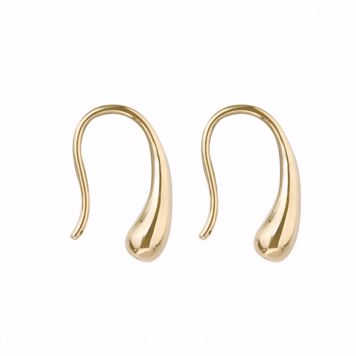 18K Gold Unique and Trendy Prince Rupert's drop Teardrop U-Shaped Hooks Earrings