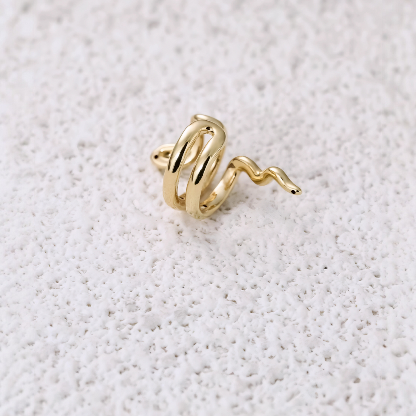 18K Gold Unique and Trendy Snake Ear Wrap Clip Earrings No Piercing