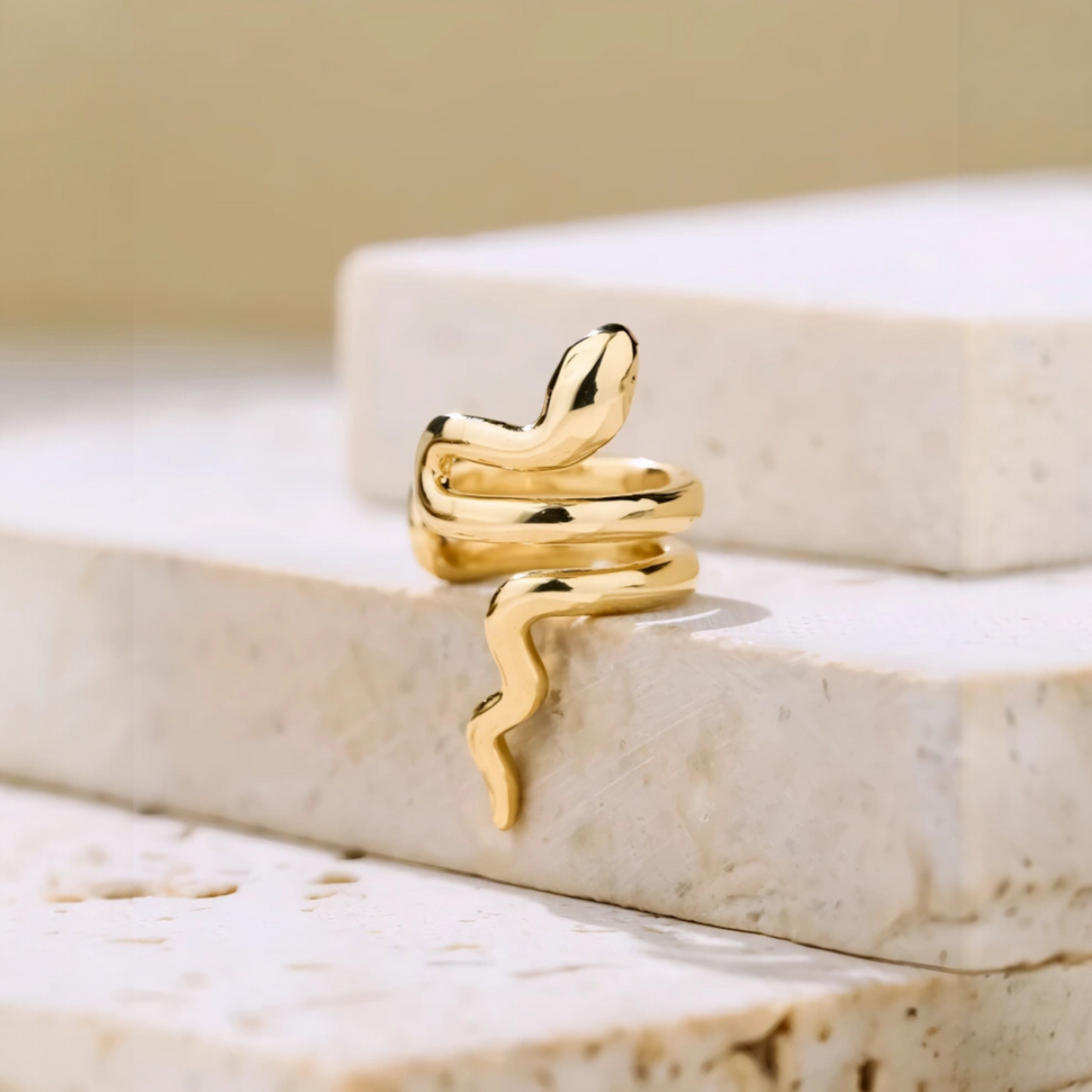 18K Gold Unique and Trendy Snake Ear Wrap Clip Earrings No Piercing