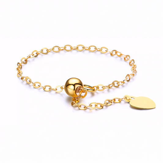 18K Gold Shining Trendy Beads Adjustable Chain Soft Ring