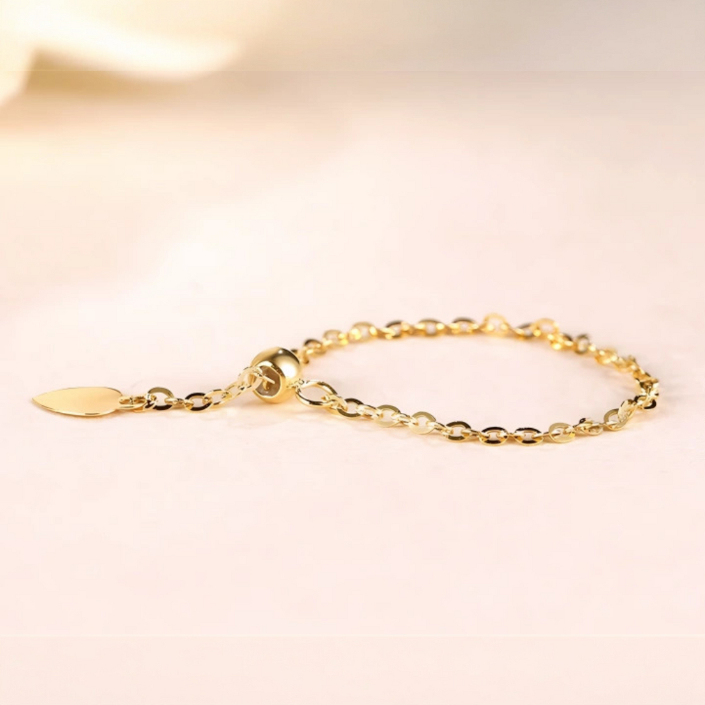 18K Gold Shining Trendy Beads Adjustable Chain Soft Ring