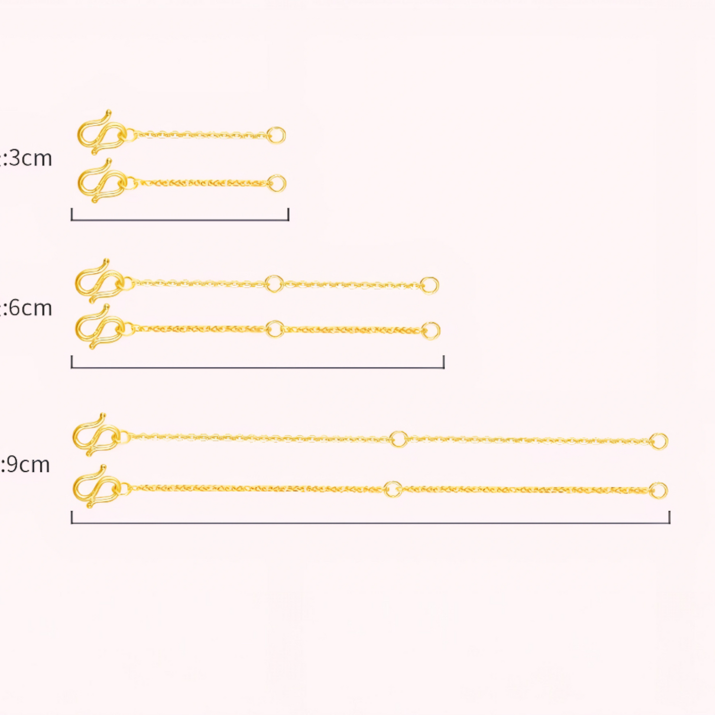 24K 999 Gold Extension Chain Chopin O-shaped Extend Chain D.I.Y Accessories Multipurpose