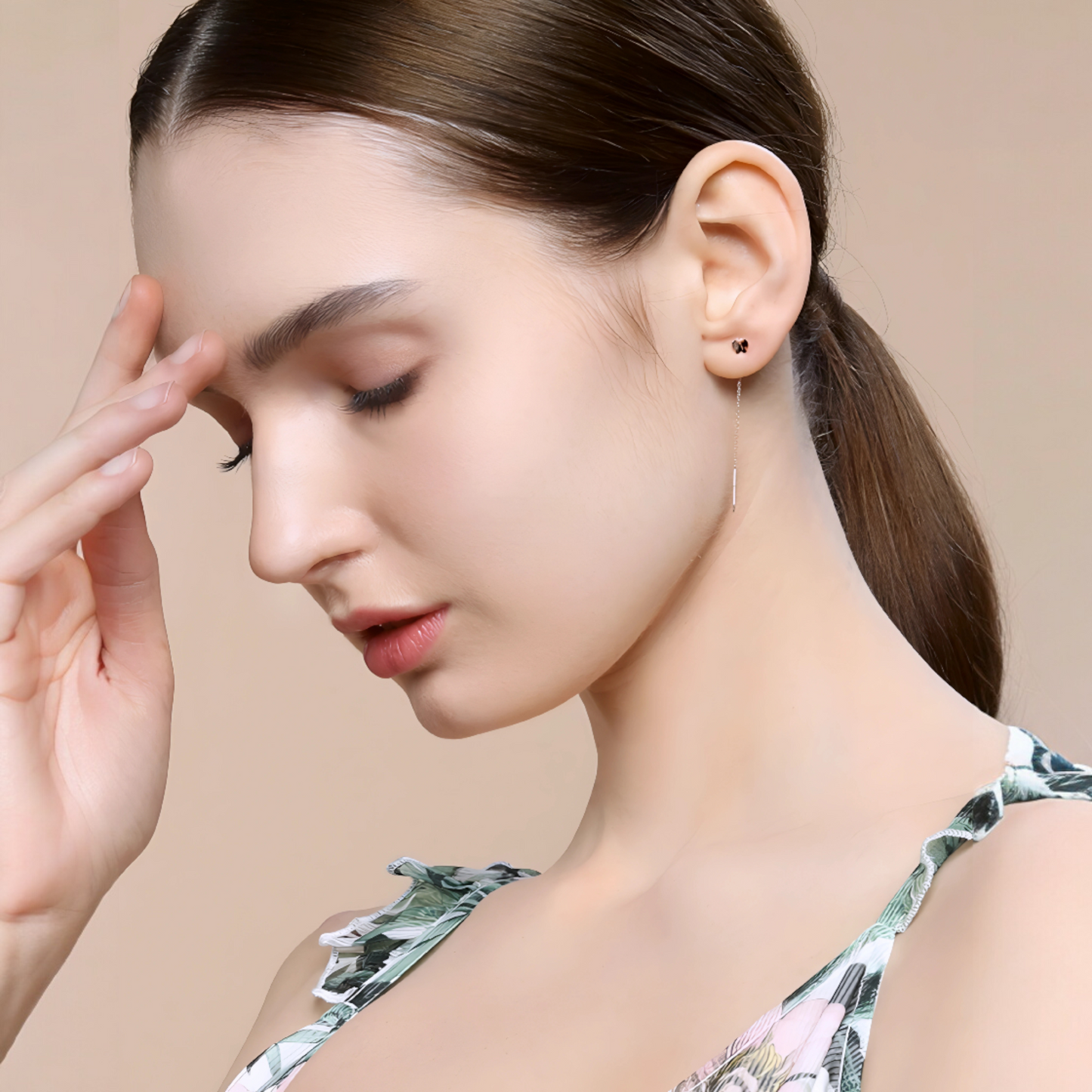 18K Gold Rose Gold Unique and Trendy Threader Butterfly Earrings