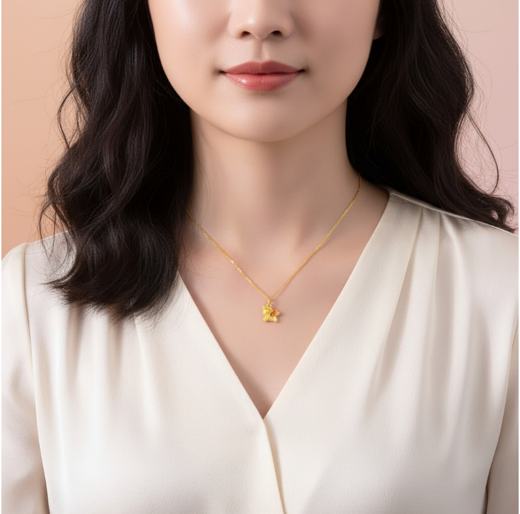 24K 999 Pure Gold Enamel Pony Year of Horse Zodiac Unicorn Charm Pendant