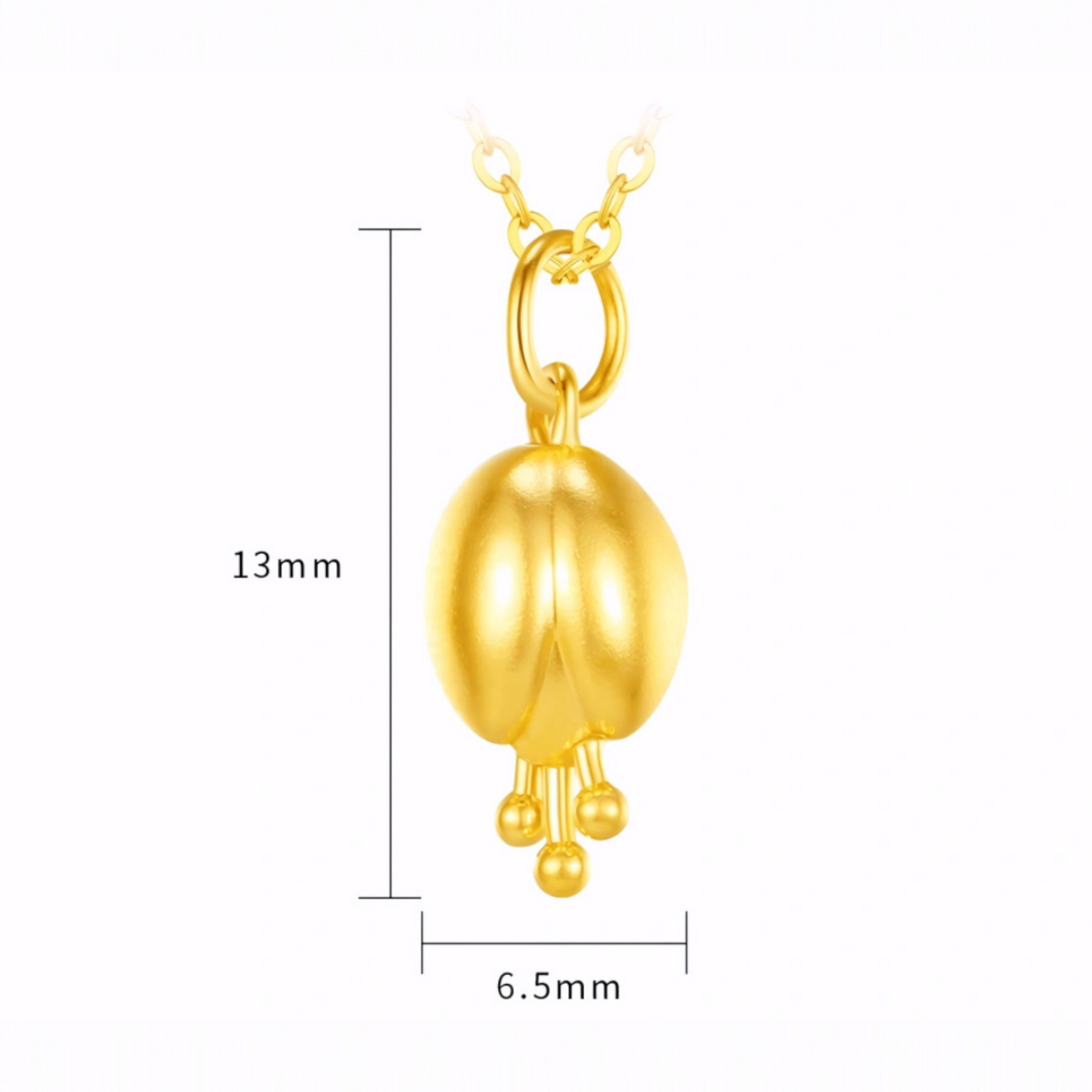 24K 999 Gold Trendy Tulip Flower Pendant Simple and Luxurious