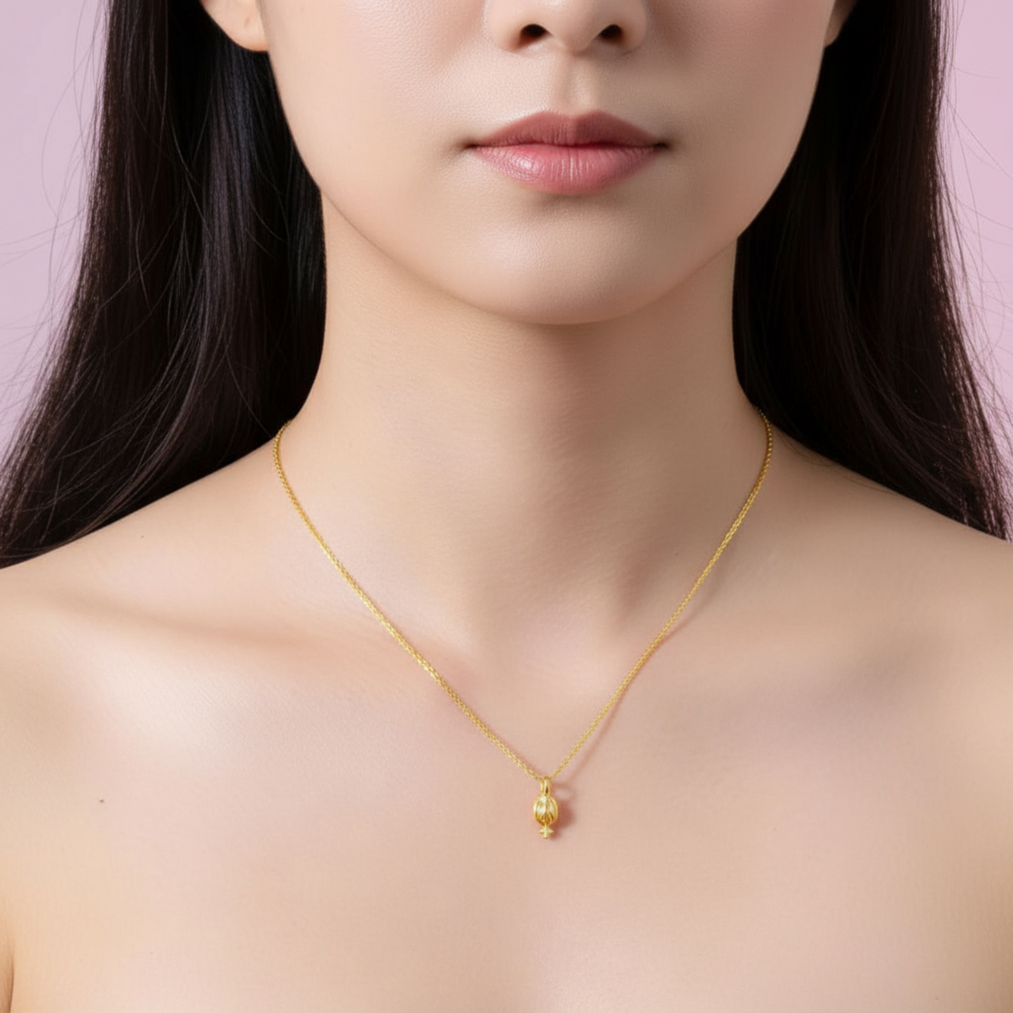 24K 999 Gold Trendy Tulip Flower Pendant Simple and Luxurious