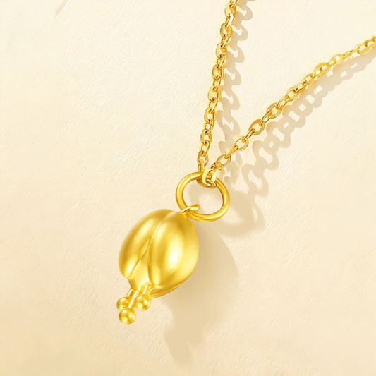24K 999 Gold Trendy Tulip Flower Pendant Simple and Luxurious