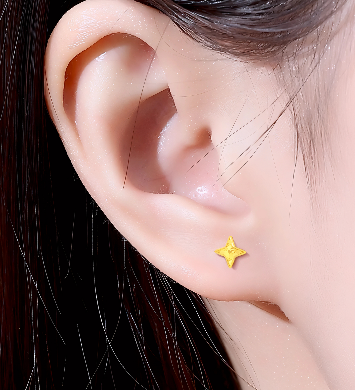 24K 999 Gold Unique and Trendy Scale Shinning Star Stud Earrings