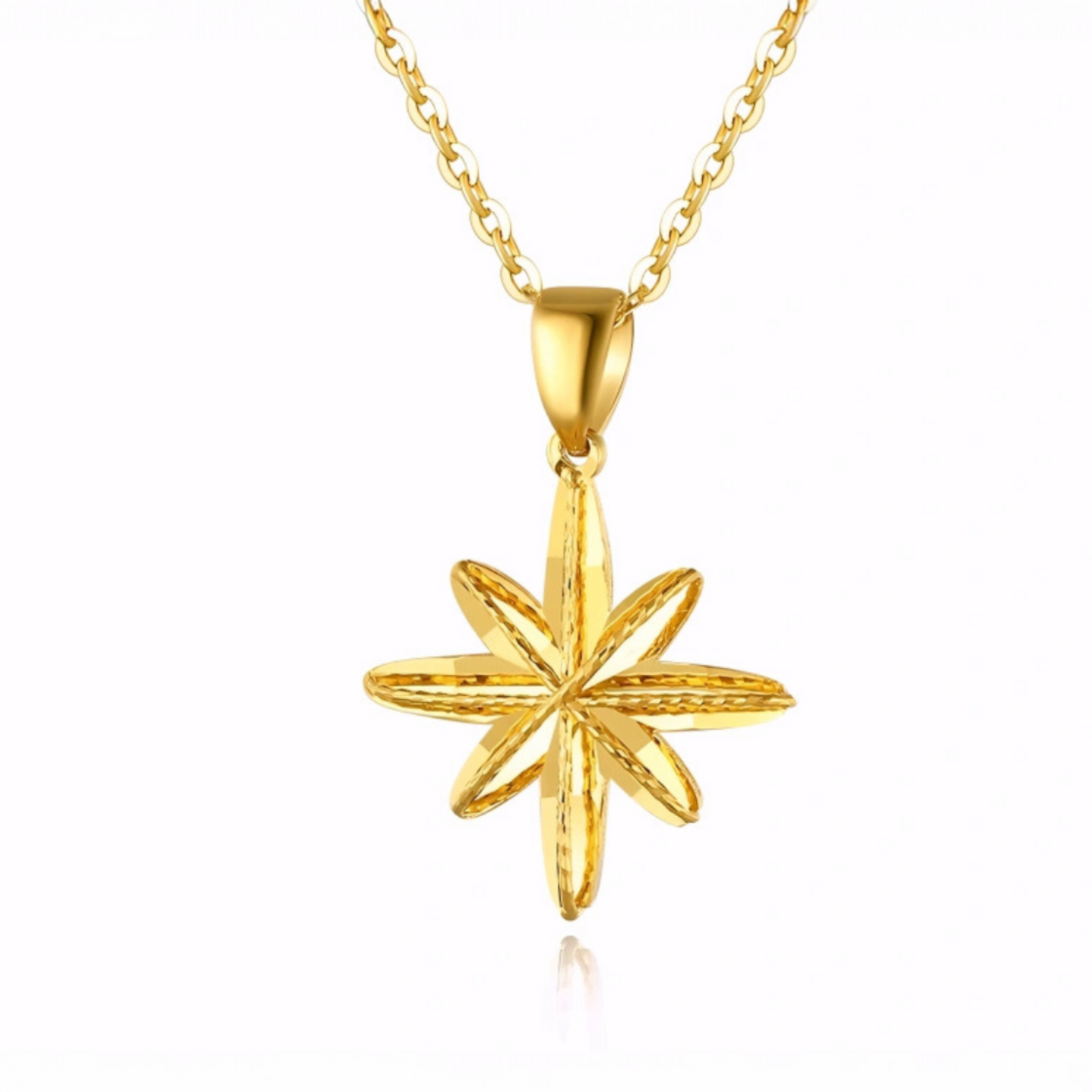 18K Gold Six-Pointed Star Pendant Necklace