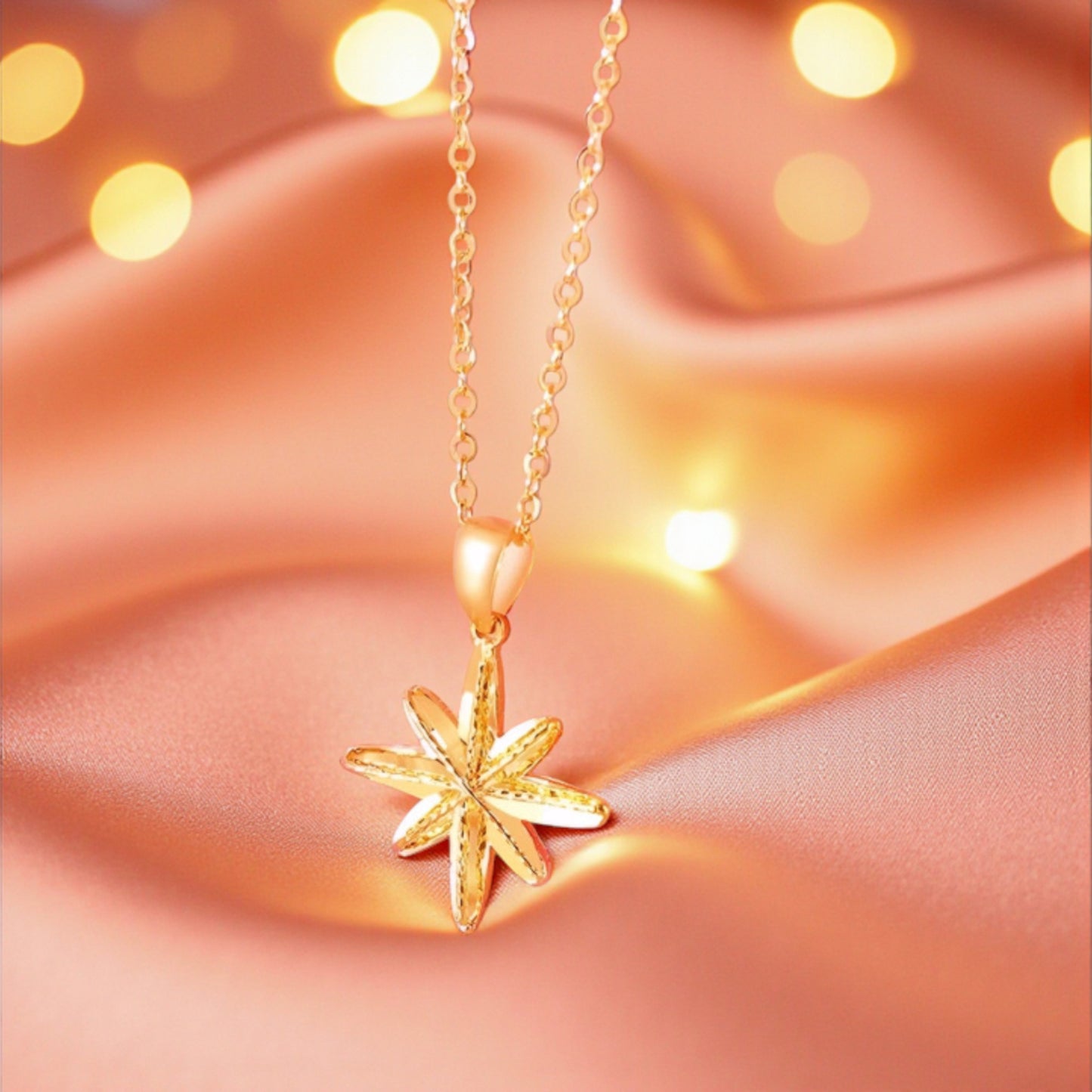 18K Gold Six-Pointed Star Pendant Necklace