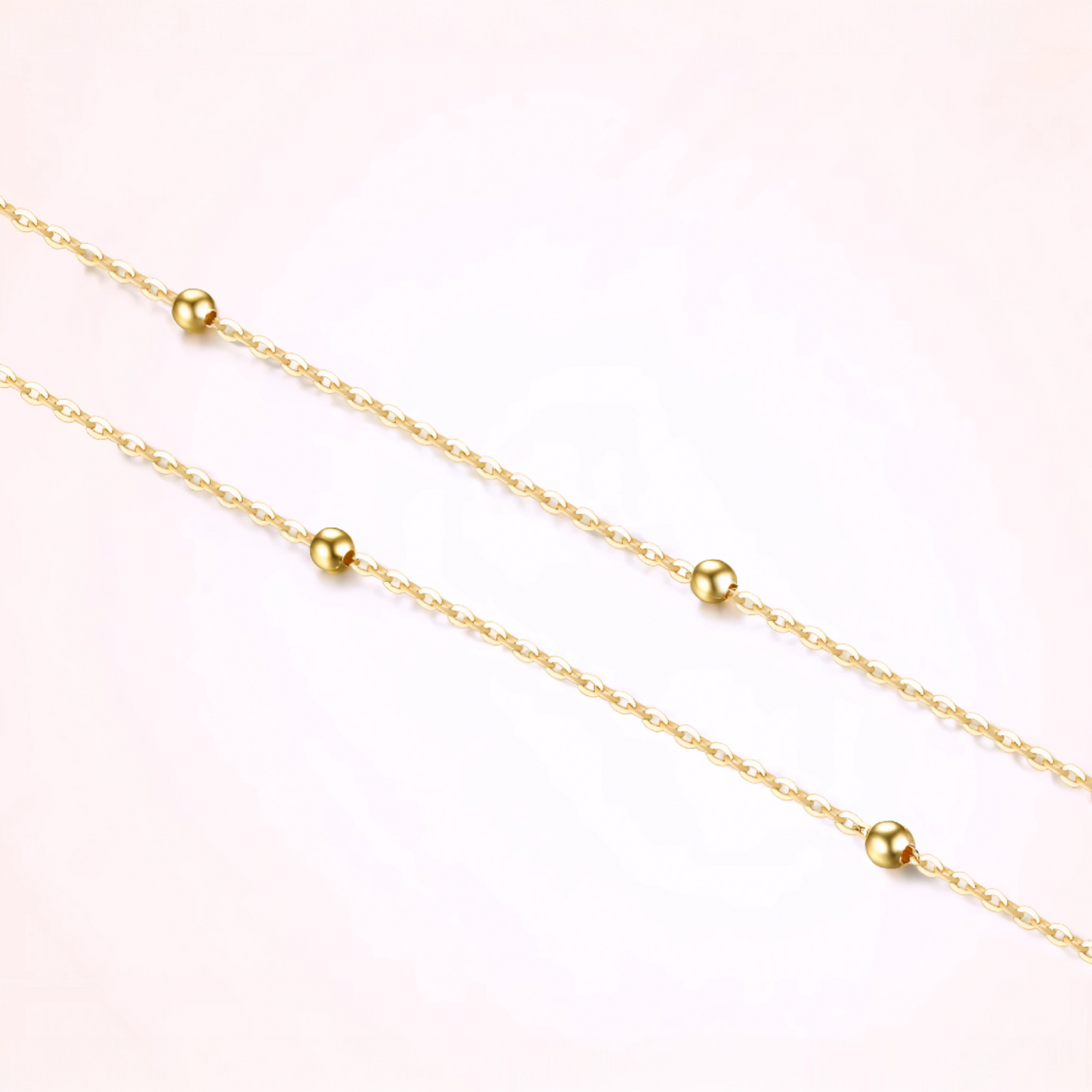18K Gold Rose Gold Beads Anklet