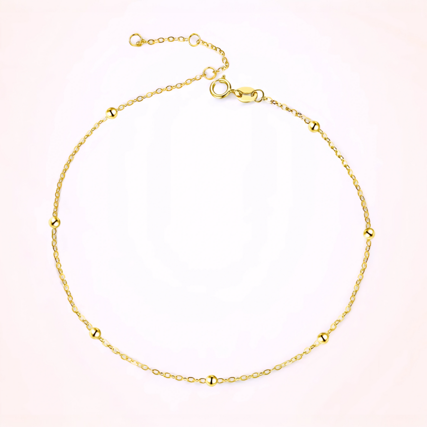18K Gold Rose Gold Beads Anklet