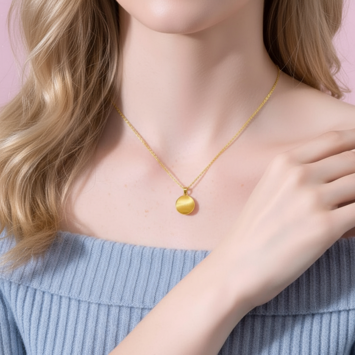 24K 999 Gold Luxurious radiant gold Cat's Eye Brushed Bead pendant