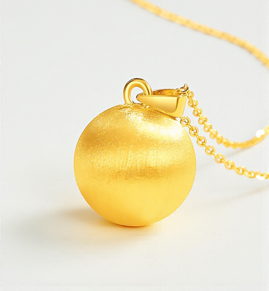 24K 999 Gold Luxurious radiant gold Cat's Eye Brushed Bead pendant