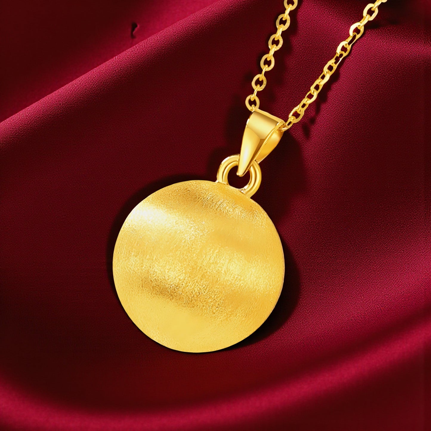 24K 999 Gold Luxurious radiant gold Cat's Eye Brushed Bead pendant