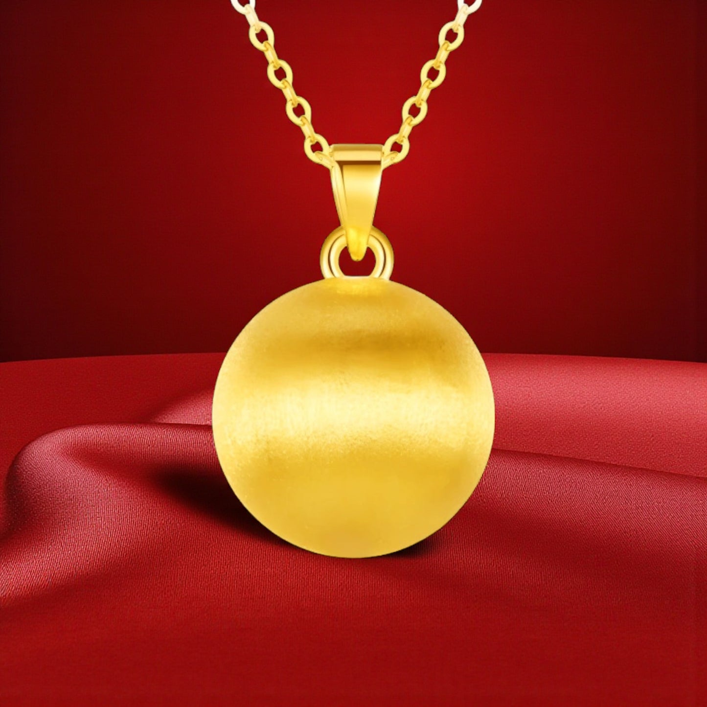 24K 999 Gold Luxurious radiant gold Cat's Eye Brushed Bead pendant