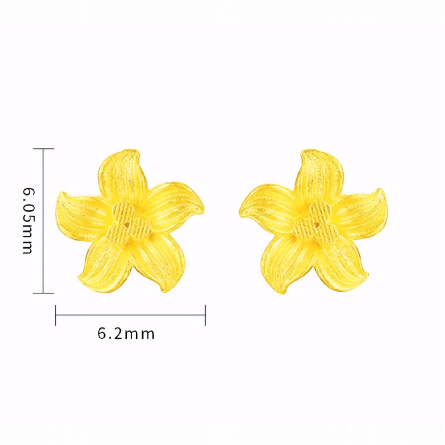 24K 999 Gold Flower Lily Hook Earrings