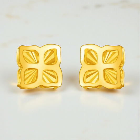 24K 999 Minimal Lucky Clover Stud Earrings