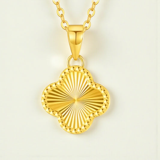 24K 999 Gold Luxurious Radiant Reflective Four Leaf Clover Lucky pendant