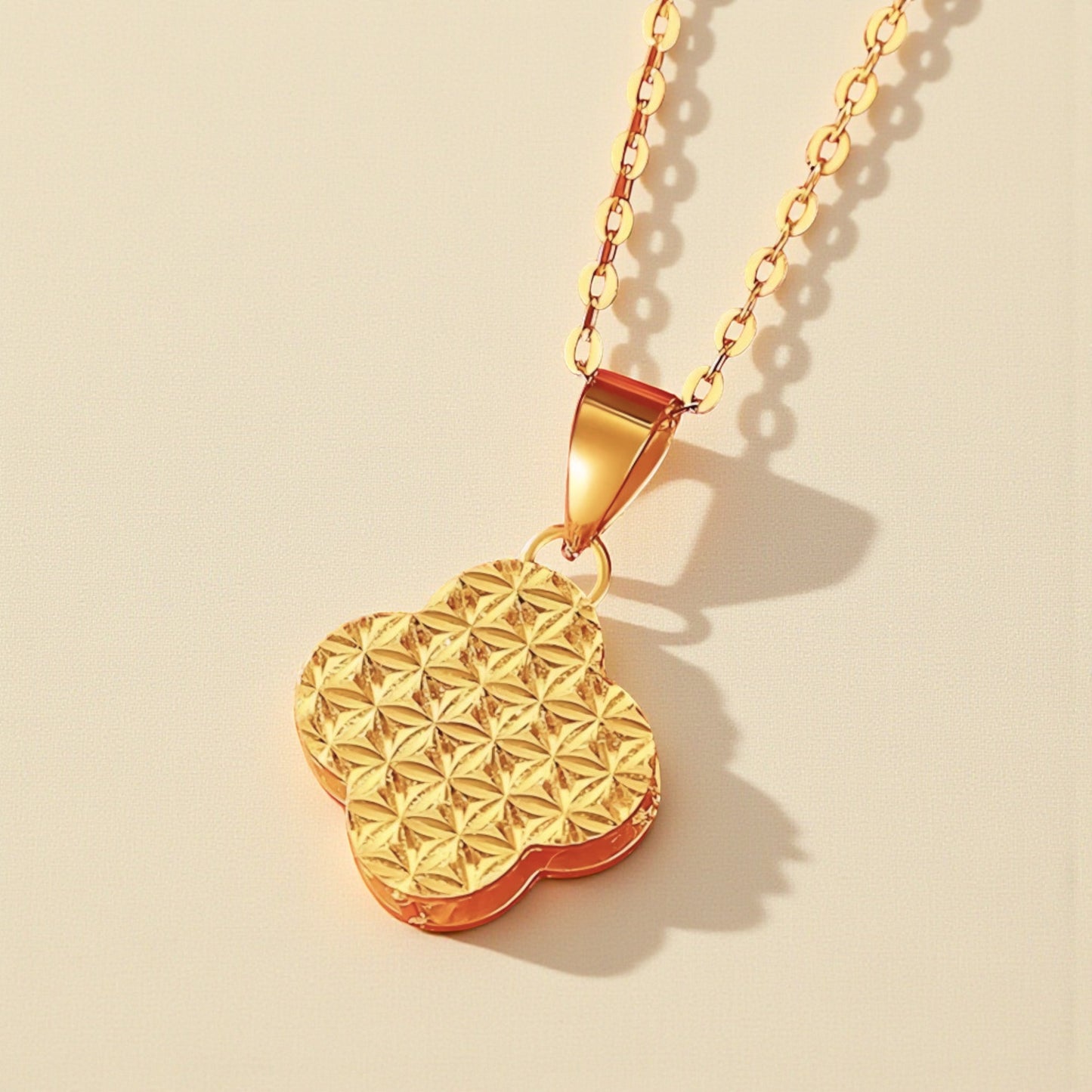 24K 999 Gold Luxurious Radiant Reflective Four Leaf Clover Lucky pendant