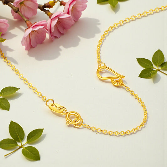 24K 999 Gold Extension Chain O-shaped Extend Chain D.I.Y Accessories Multipurpose