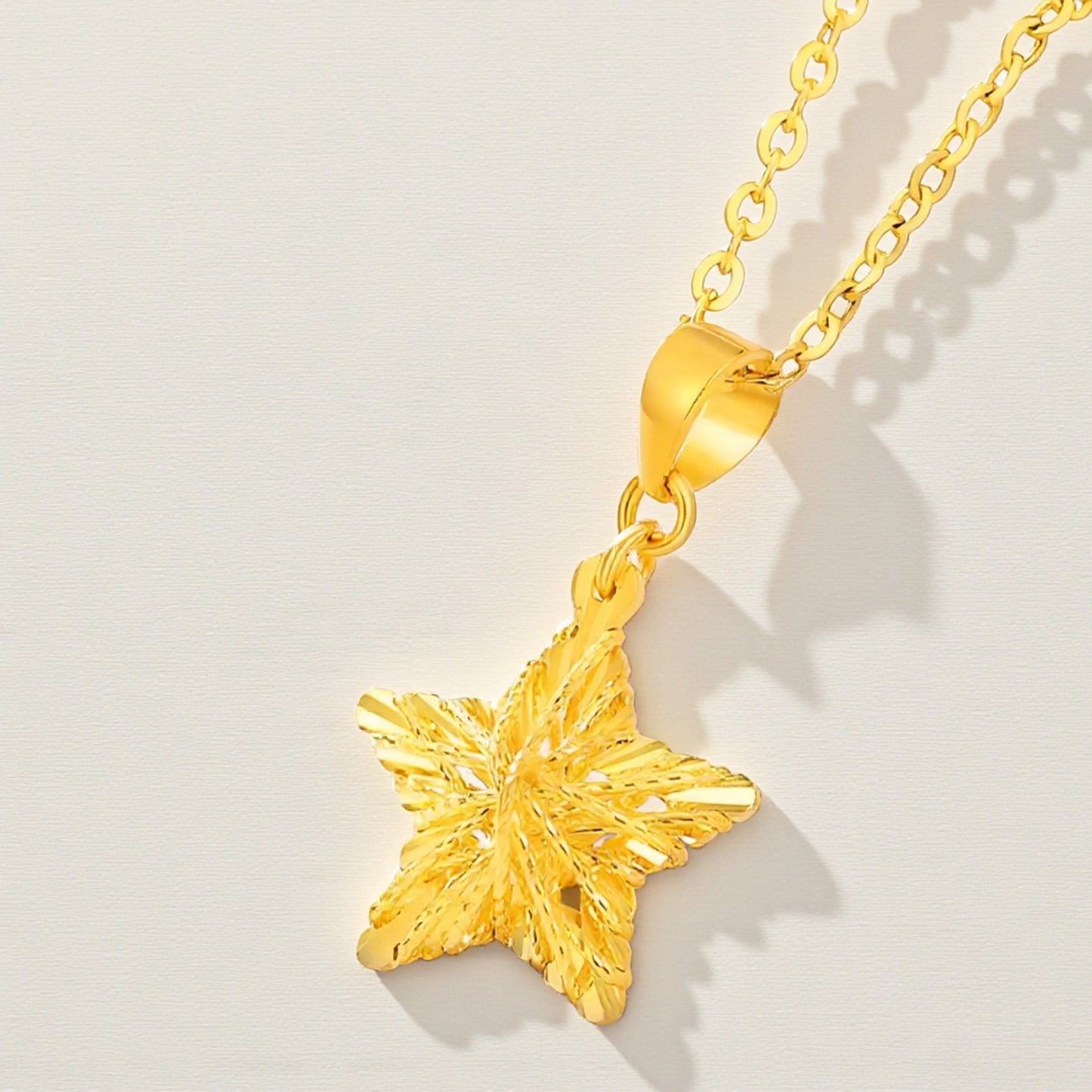 24K 999 Gold Luxurious Radiant Gold Wire Wrapped Star Holiday Pendant