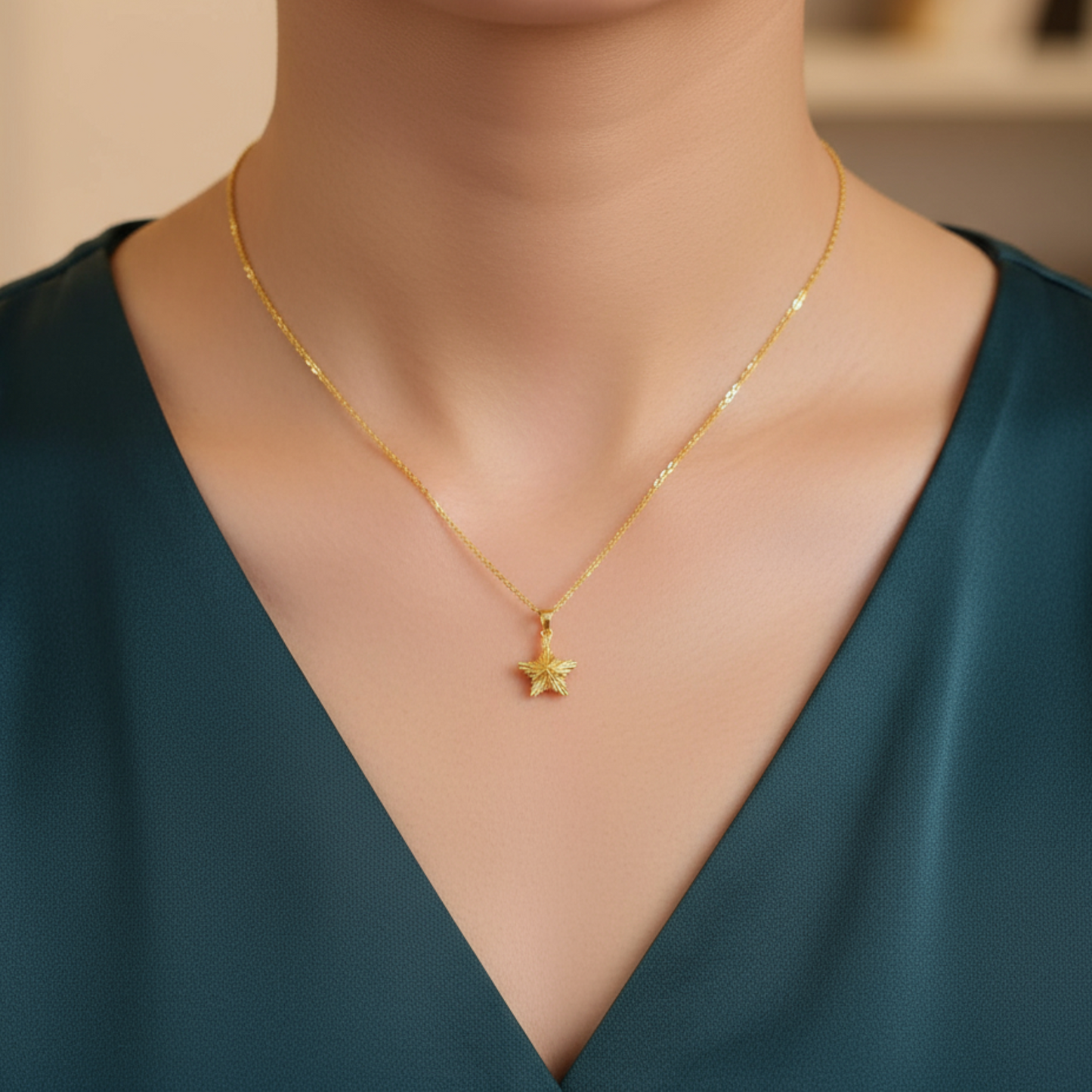 24K 999 Gold Luxurious Radiant Gold Wire Wrapped Star Holiday Pendant