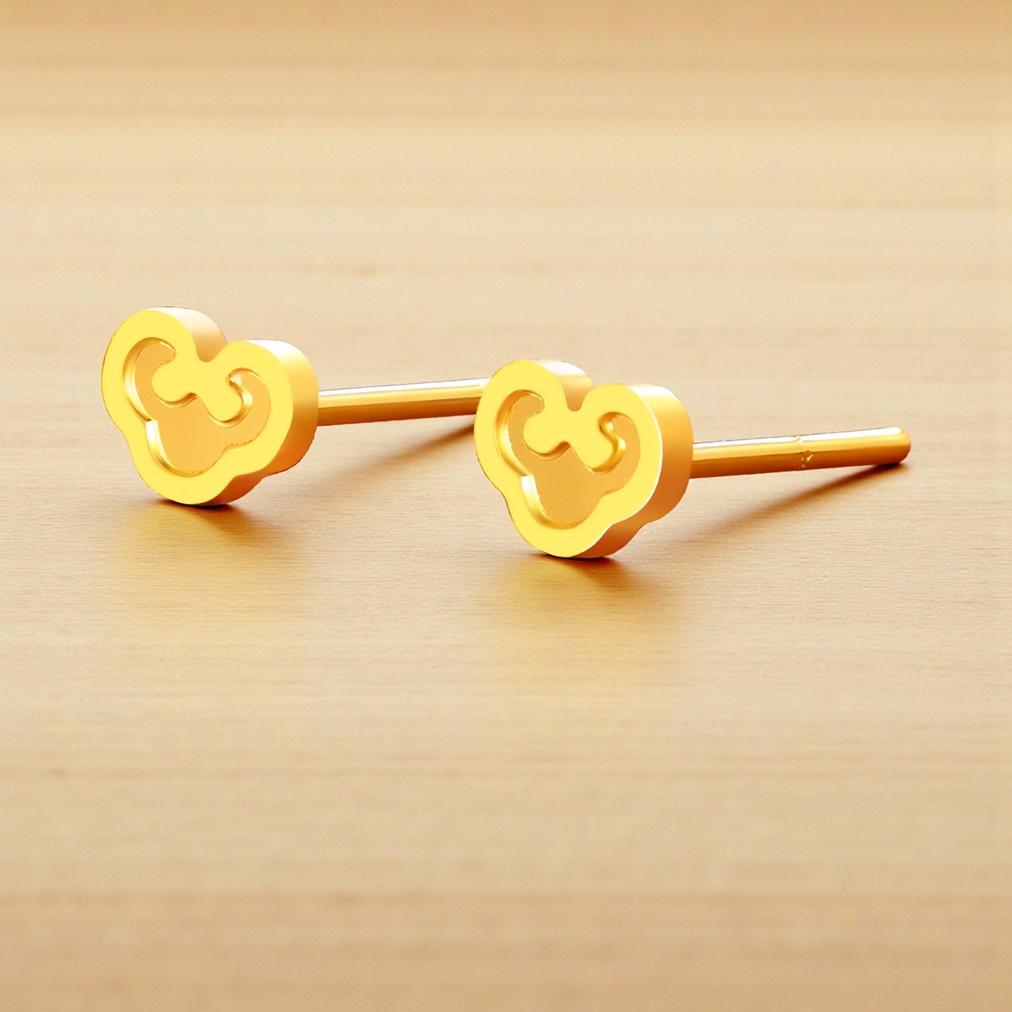 24K 999 Minimal Lucky Ruyi Cloud Stud Earrings
