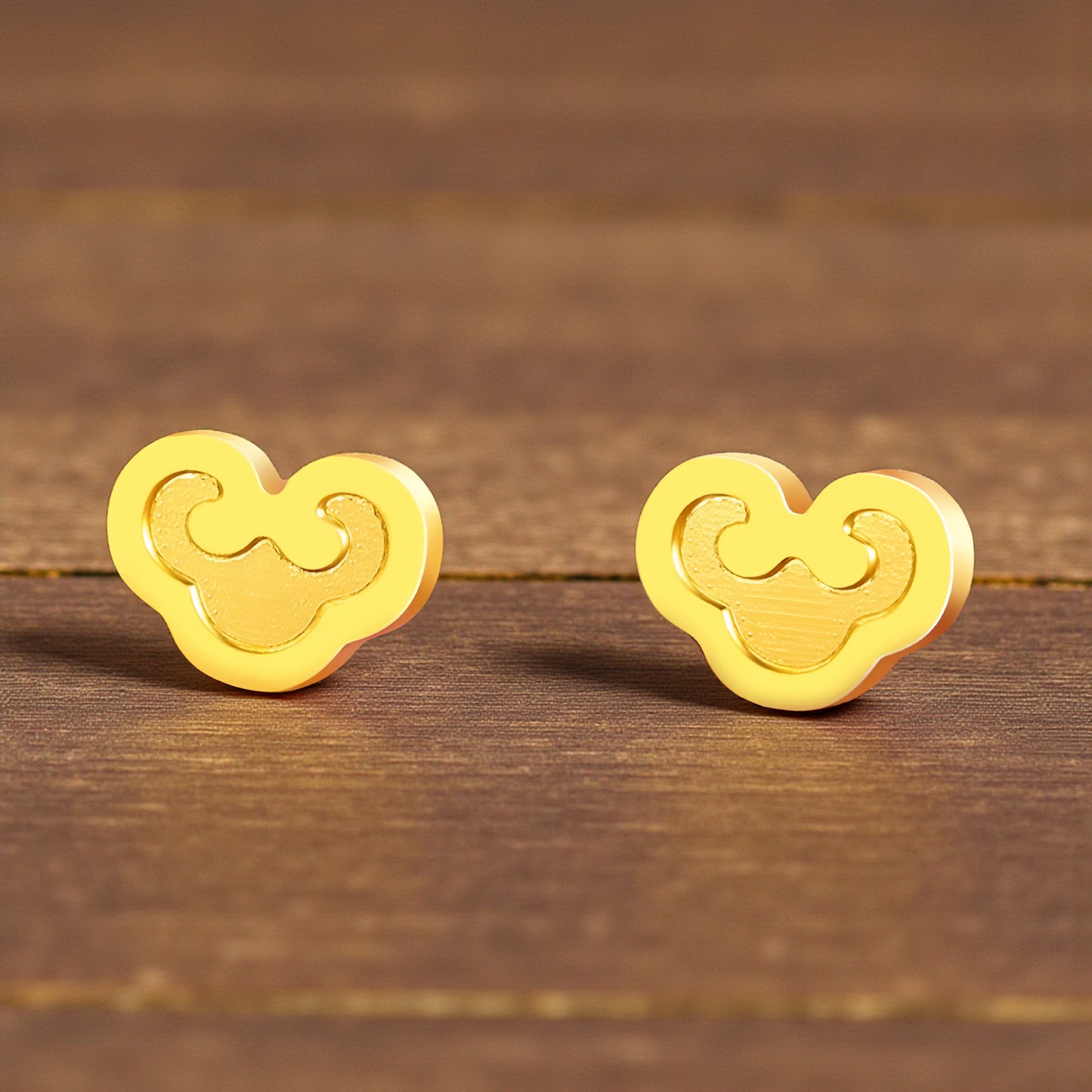 24K 999 Minimal Lucky Ruyi Cloud Stud Earrings