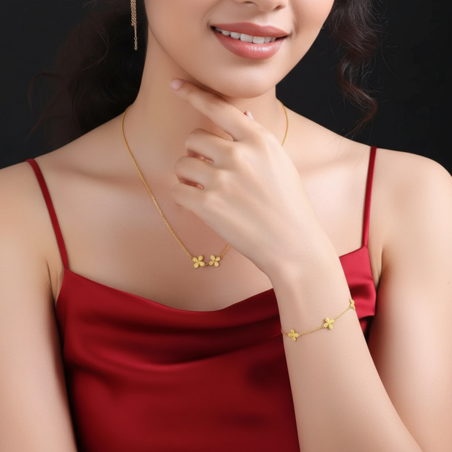 24K Gold Lucky Clover Charm Bracelet