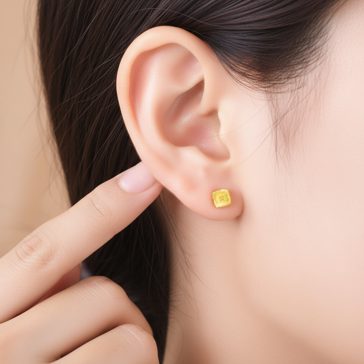 24K 999 Lucky Four-Leaf Clover Three-Dimensional Stud Earrings