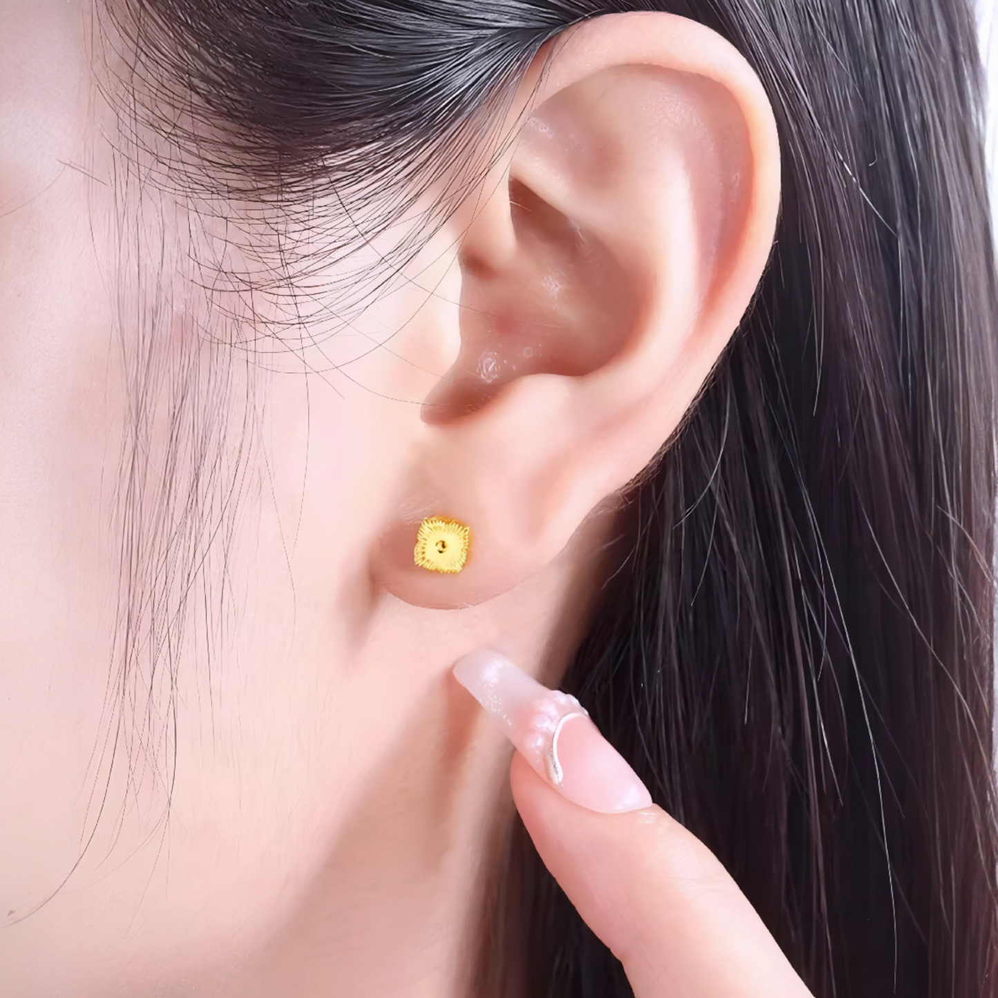 24K 999 Lucky Four-Leaf Clover Three-Dimensional Stud Earrings