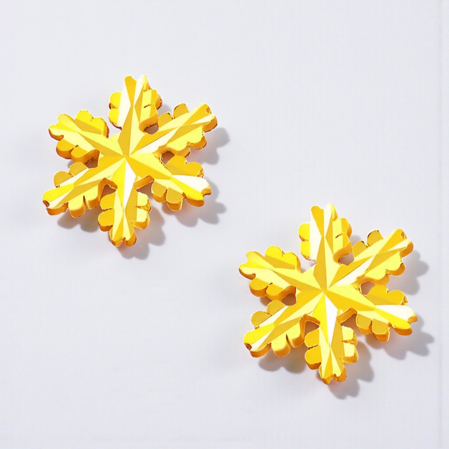 24K 999 Gold Winter Snowflake Stud Earrings