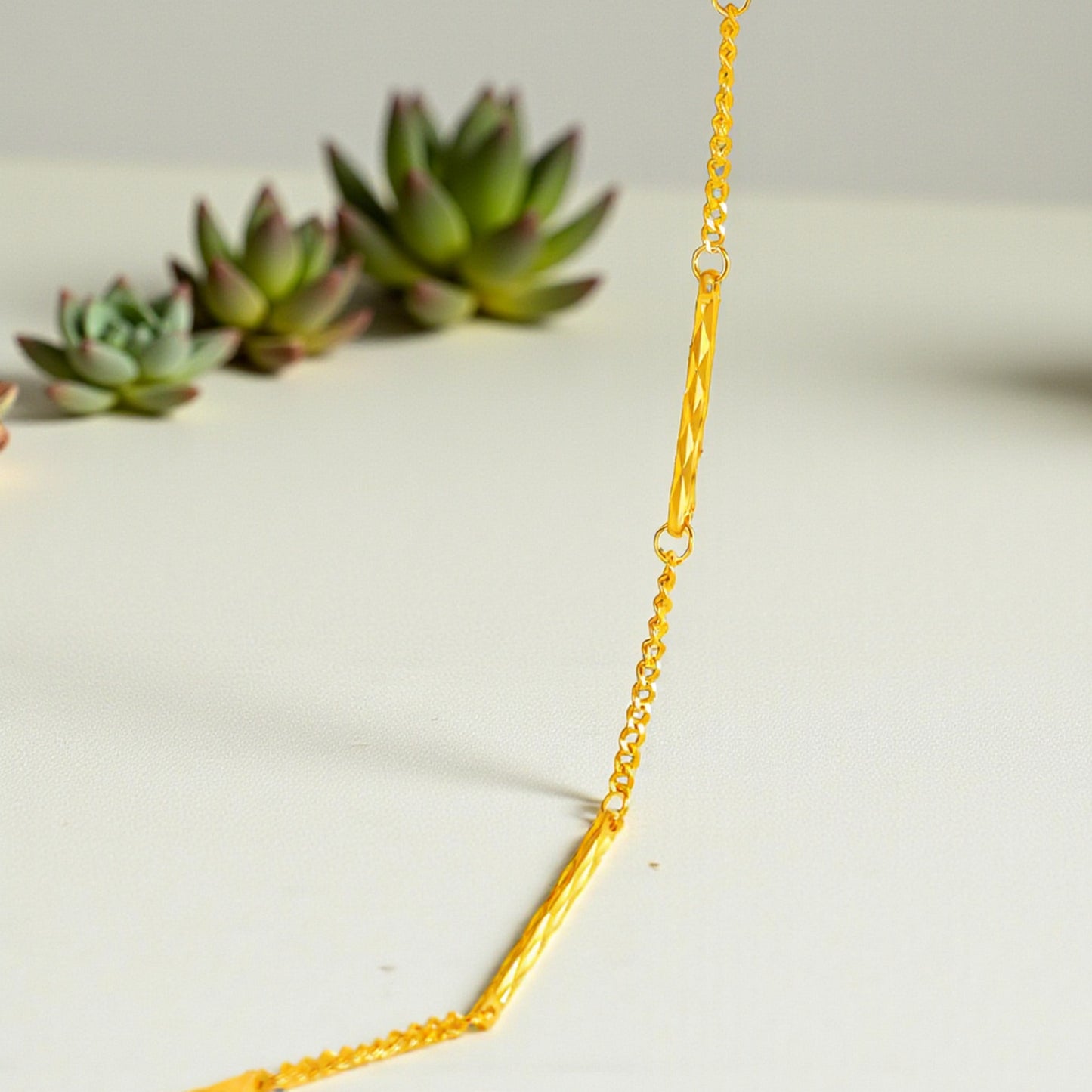 18K Gold Beads Minimal Charm Bracelet