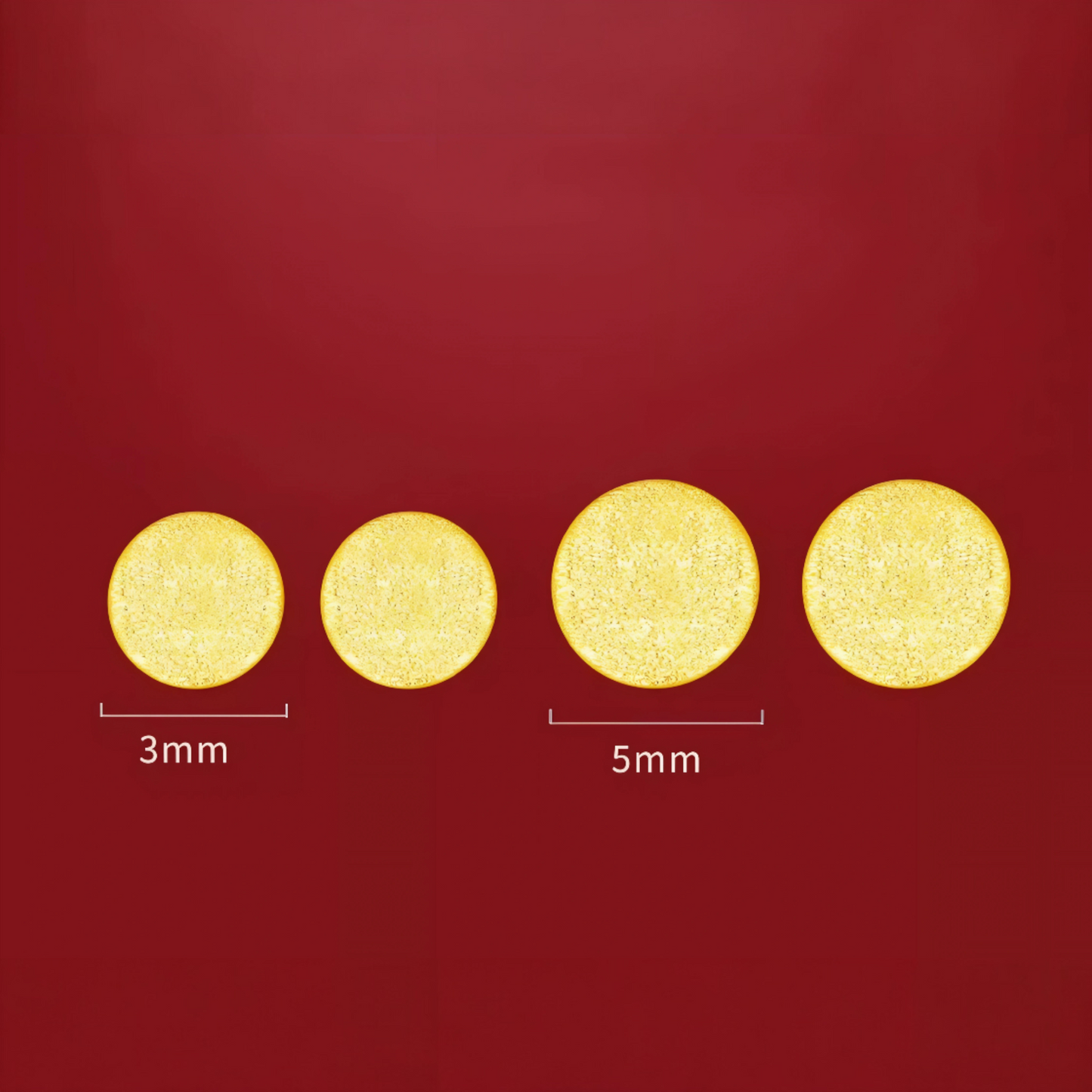 24K 999 Gold Frosted Round Minimal Stud Earrings