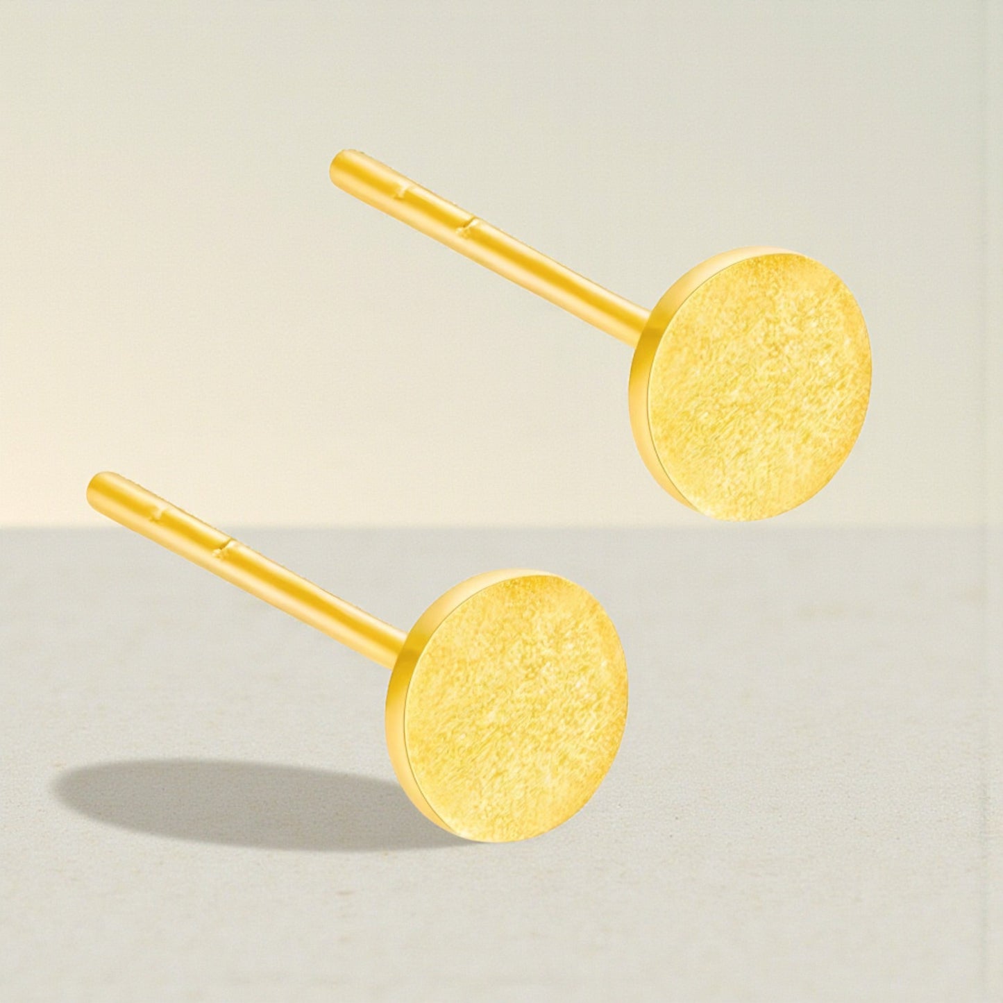 24K 999 Gold Frosted Round Minimal Stud Earrings