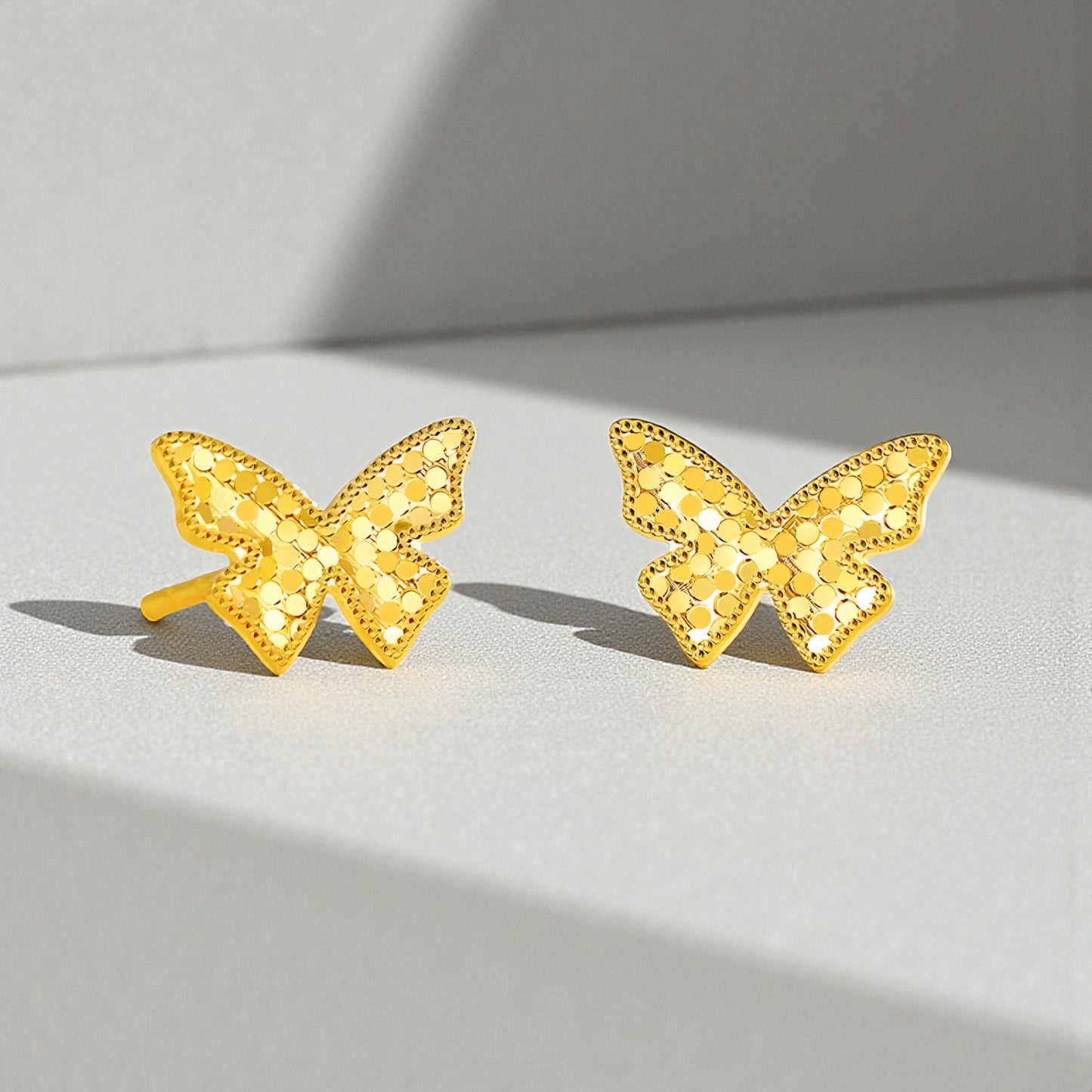 18K Gold Butterfly Stud Earrings