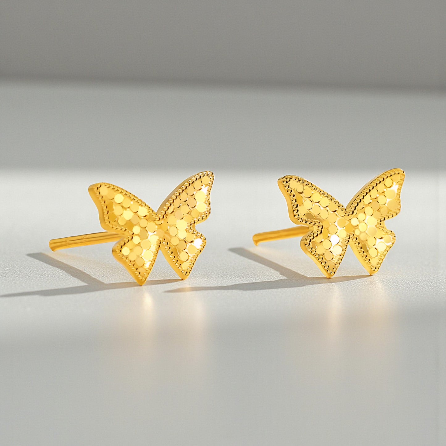18K Gold Butterfly Stud Earrings