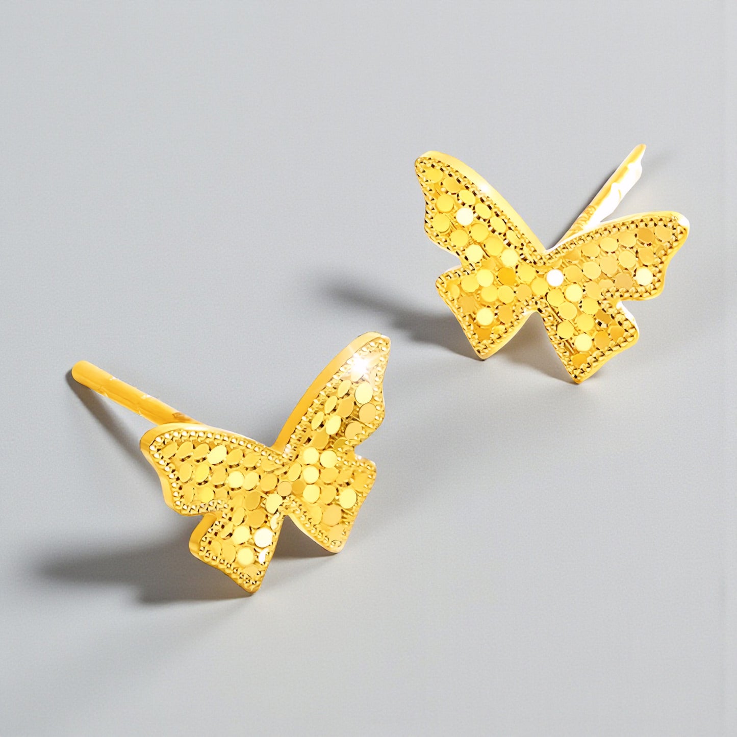 18K Gold Butterfly Stud Earrings